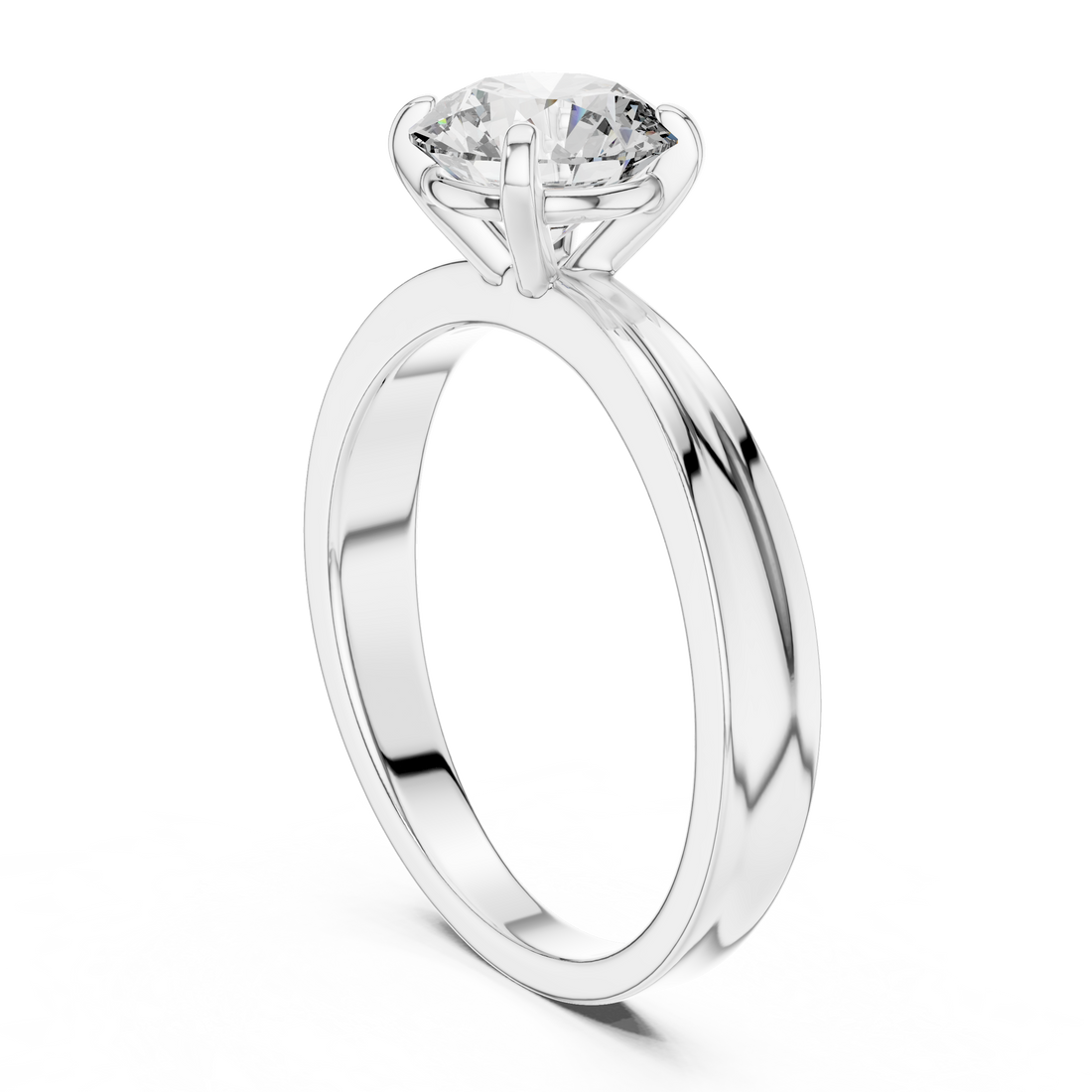 LR-0004 - Solitaire Round Ring - White Gold