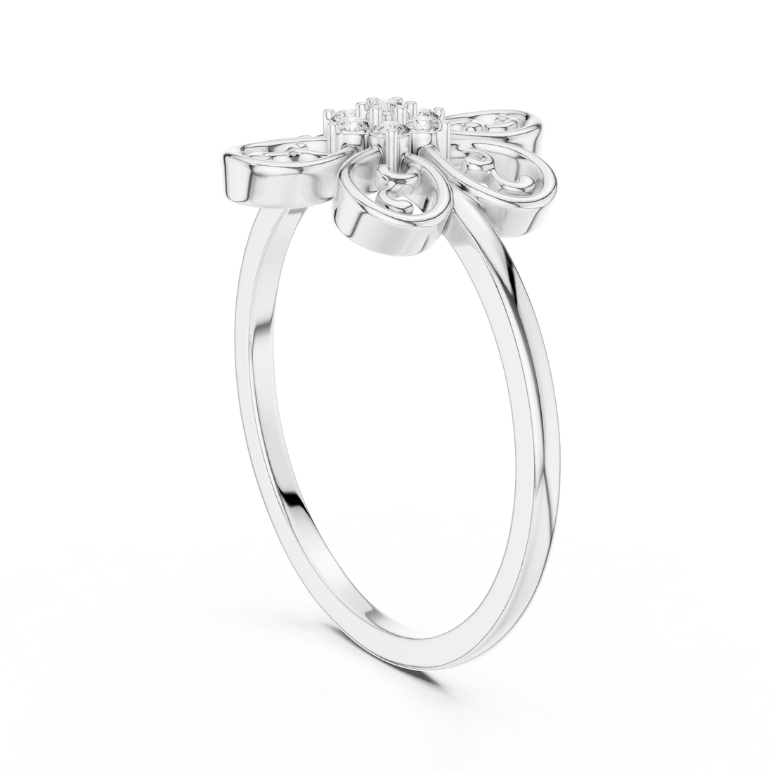 DR-6263 - Fashion Round Ring - White Gold