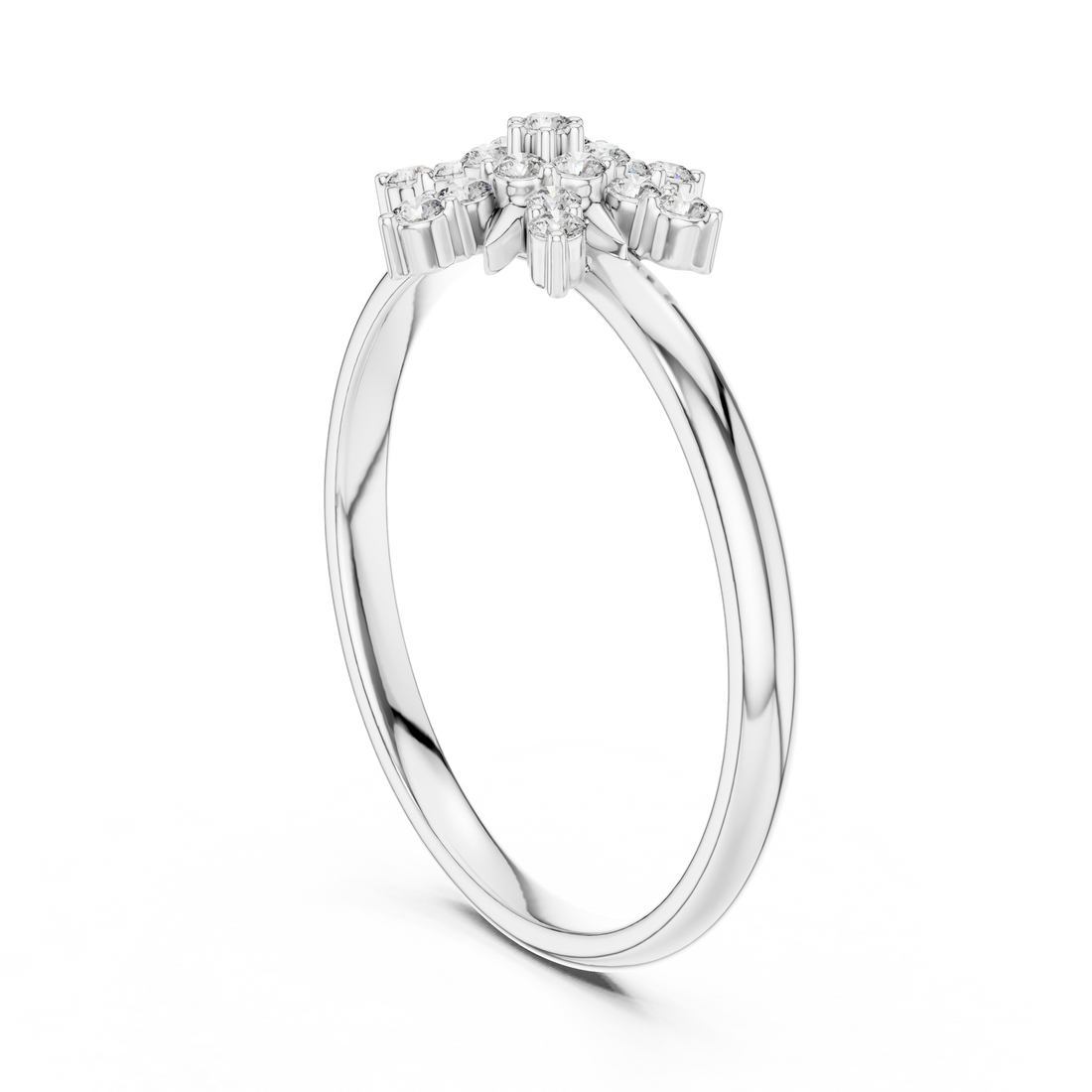 1 (410) - Fashion Round Ring - White Gold