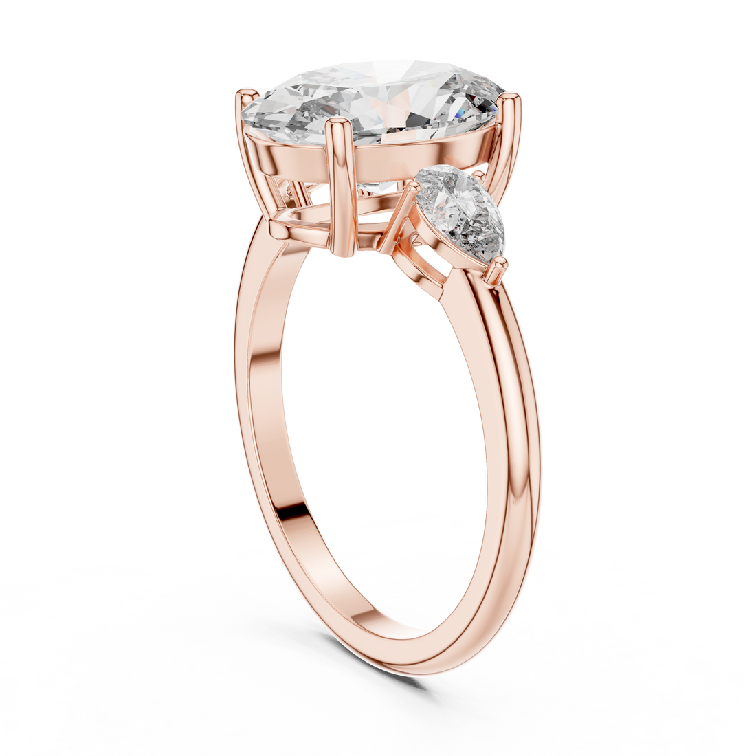 LR-0054 - Three Stone Oval Ring - White Gold