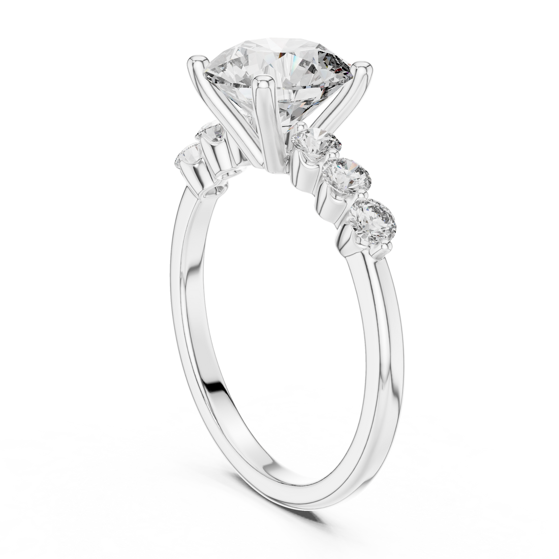 DDLR-151 - Solitaire Round Ring - White Gold