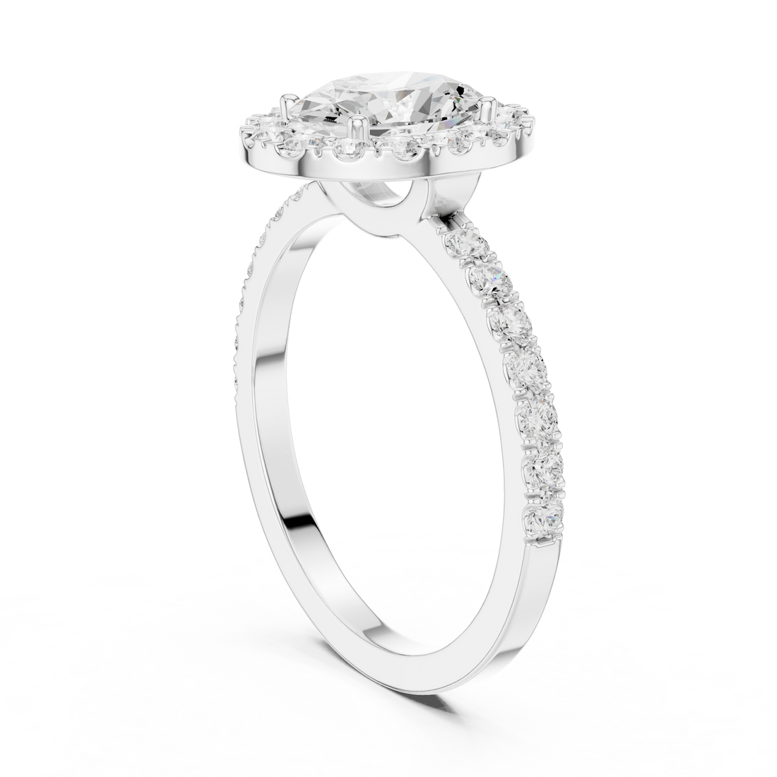 DDLR-1054 - Halo Oval Ring - White Gold