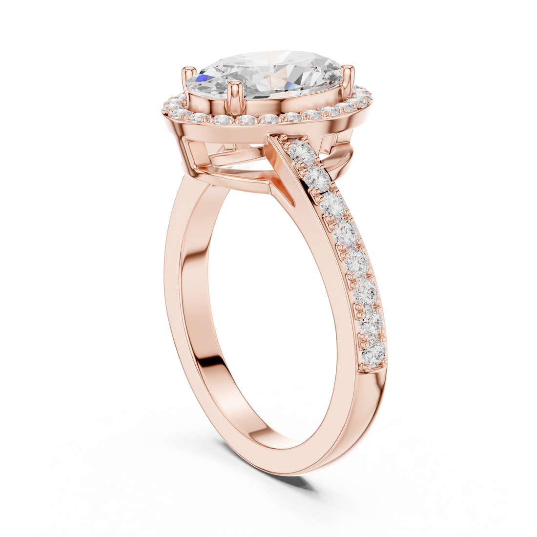 DDLR-434 - Halo Oval Ring - White Gold