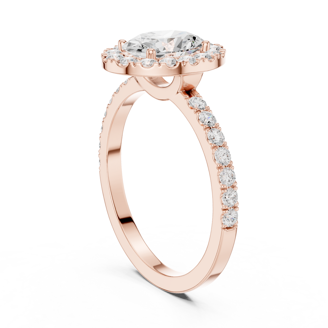 DDLR-1054 - Halo Oval Ring - White Gold