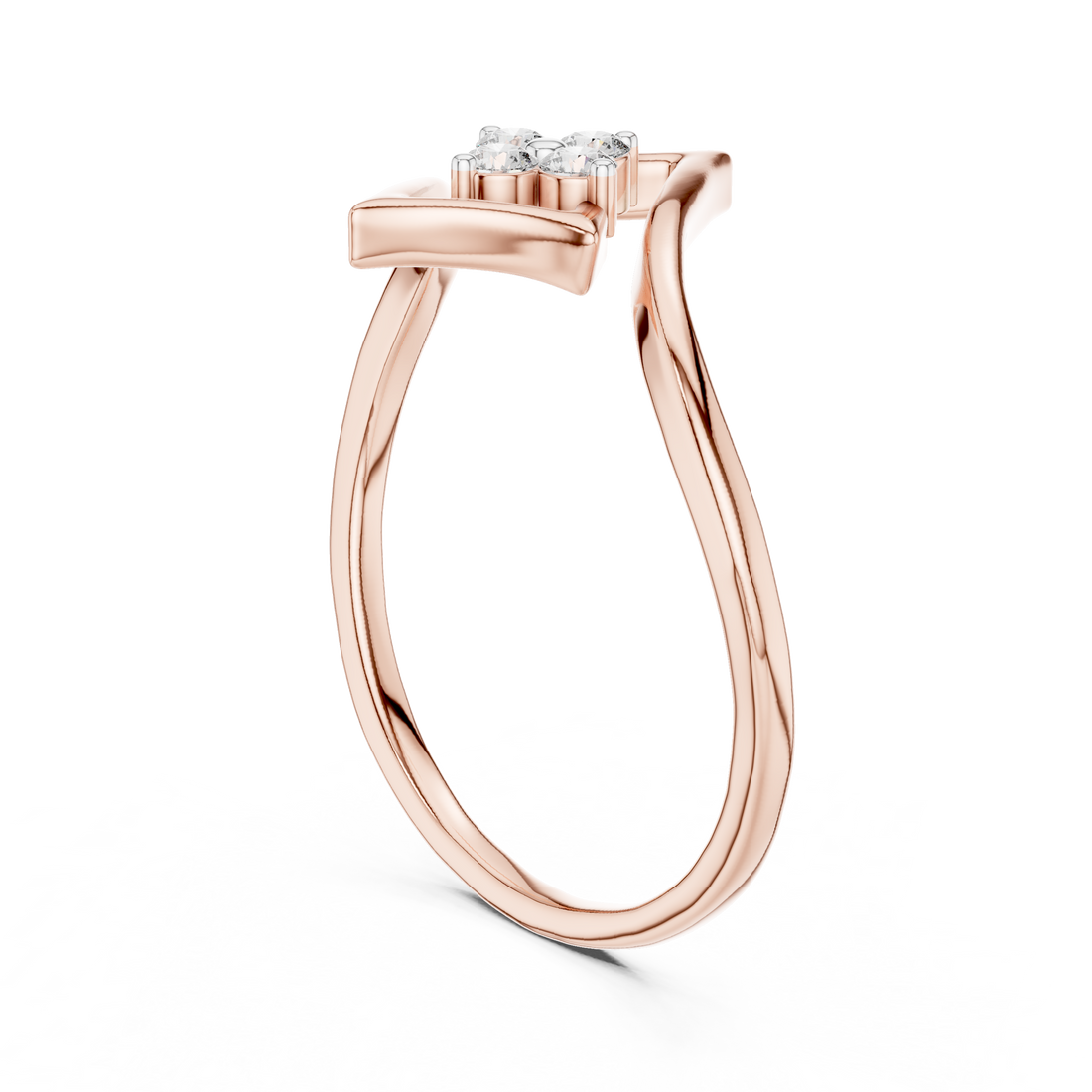 12#10038@L - Fashion Round Ring - White Gold