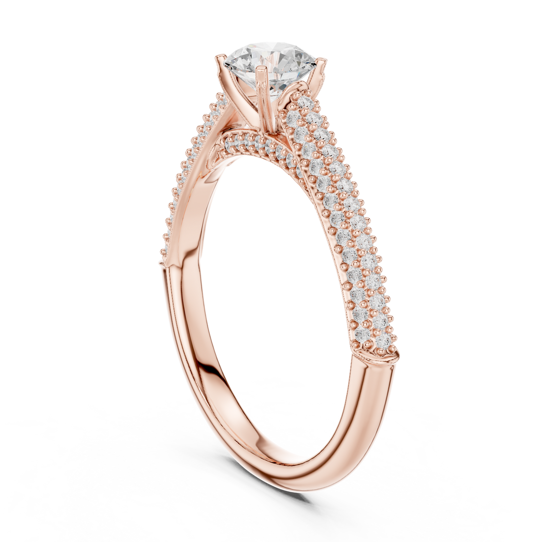 LR-0317 - Solitaire Round Ring - White Gold