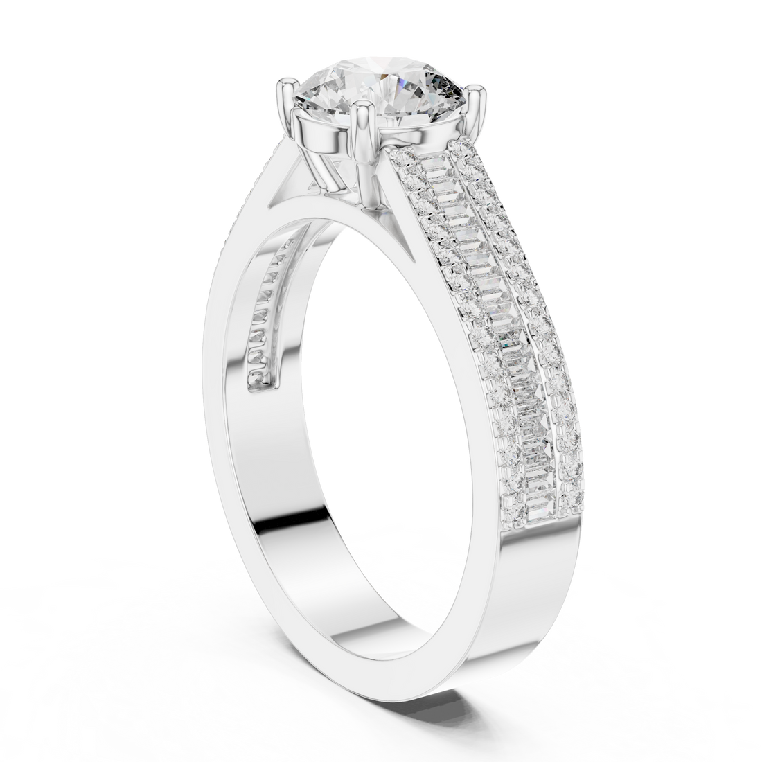 DDLR-191 - Solitaire Round Ring - White Gold