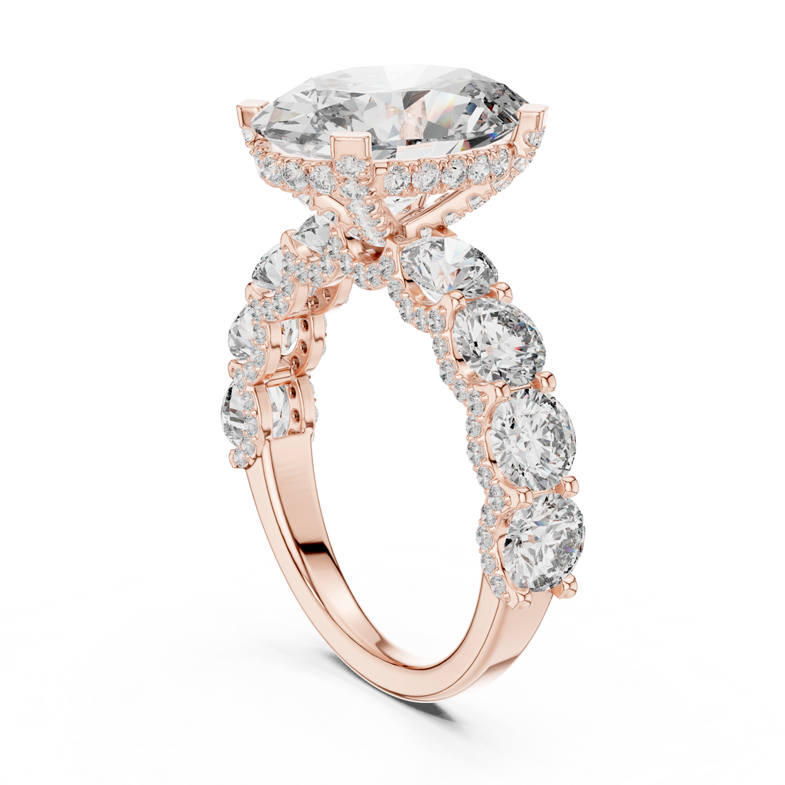 9#10012L_12 - Halo Oval Ring - White Gold
