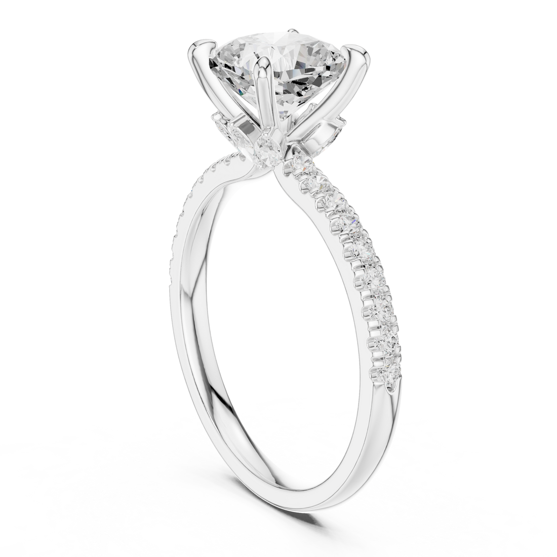 DDLR-1010 - Solitaire Cushion Ring - White Gold