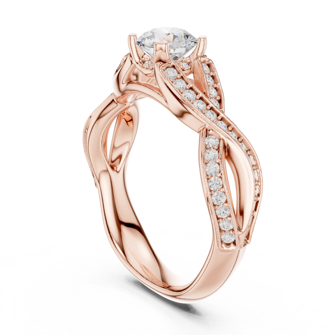 LR-0315 - Solitaire Round Ring - White Gold