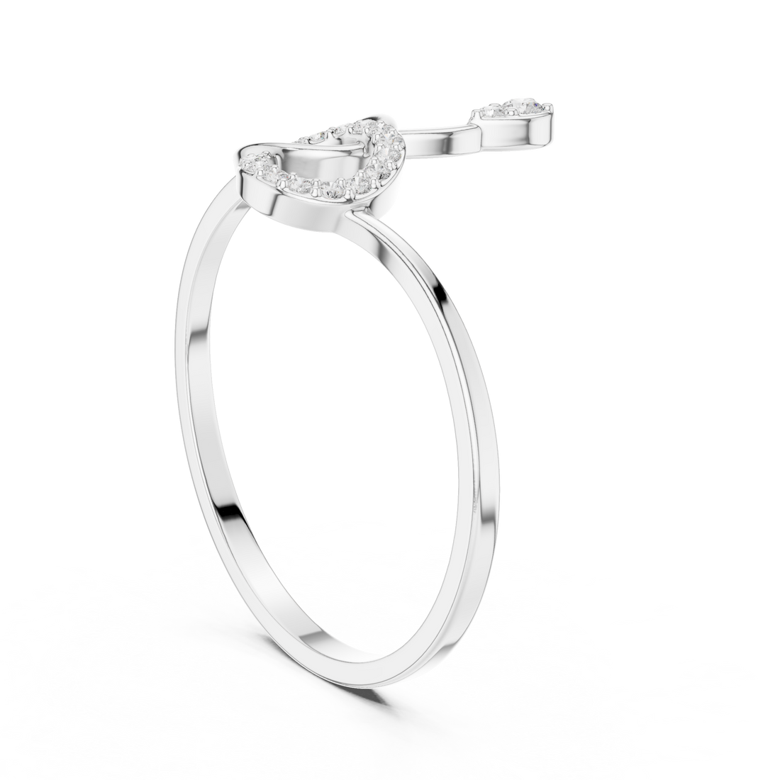 1 (114) - Fashion Round Ring - White Gold