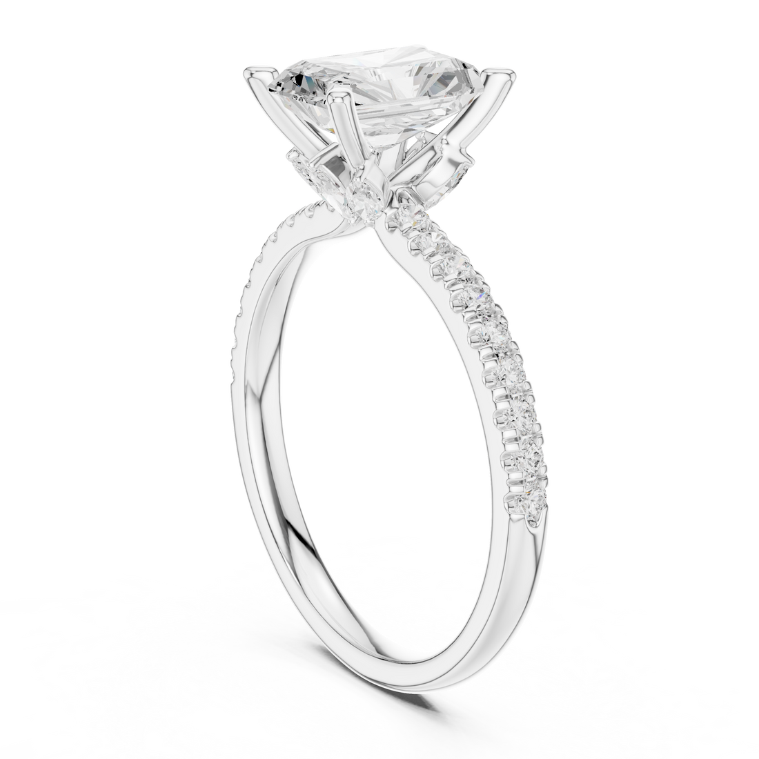 DDLR-256-RA - Solitaire Radiant Ring - White Gold