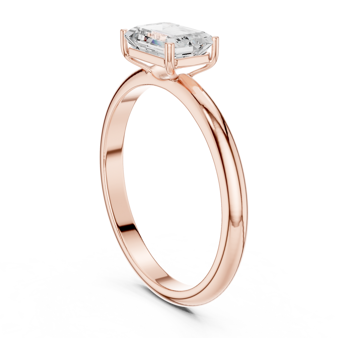 DDLR-1076 - Solitaire Emerald Ring - White Gold