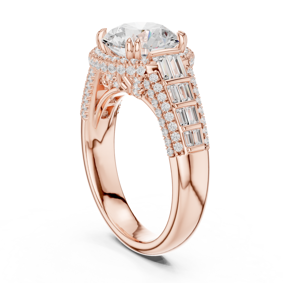 DDLR-262-RD - Halo Round Ring - White Gold