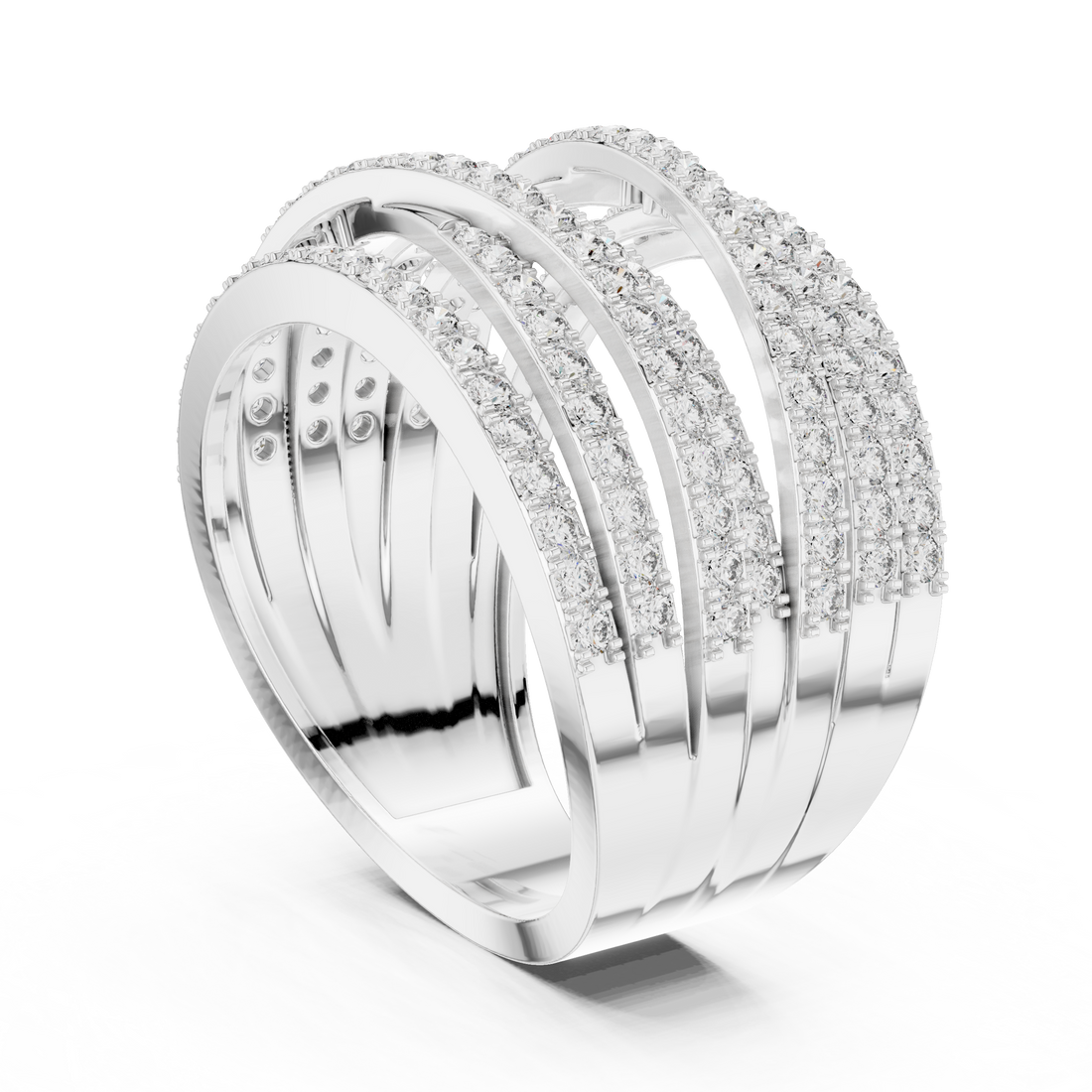 9#10039L_SS7 - Fashion Round Ring - White Gold