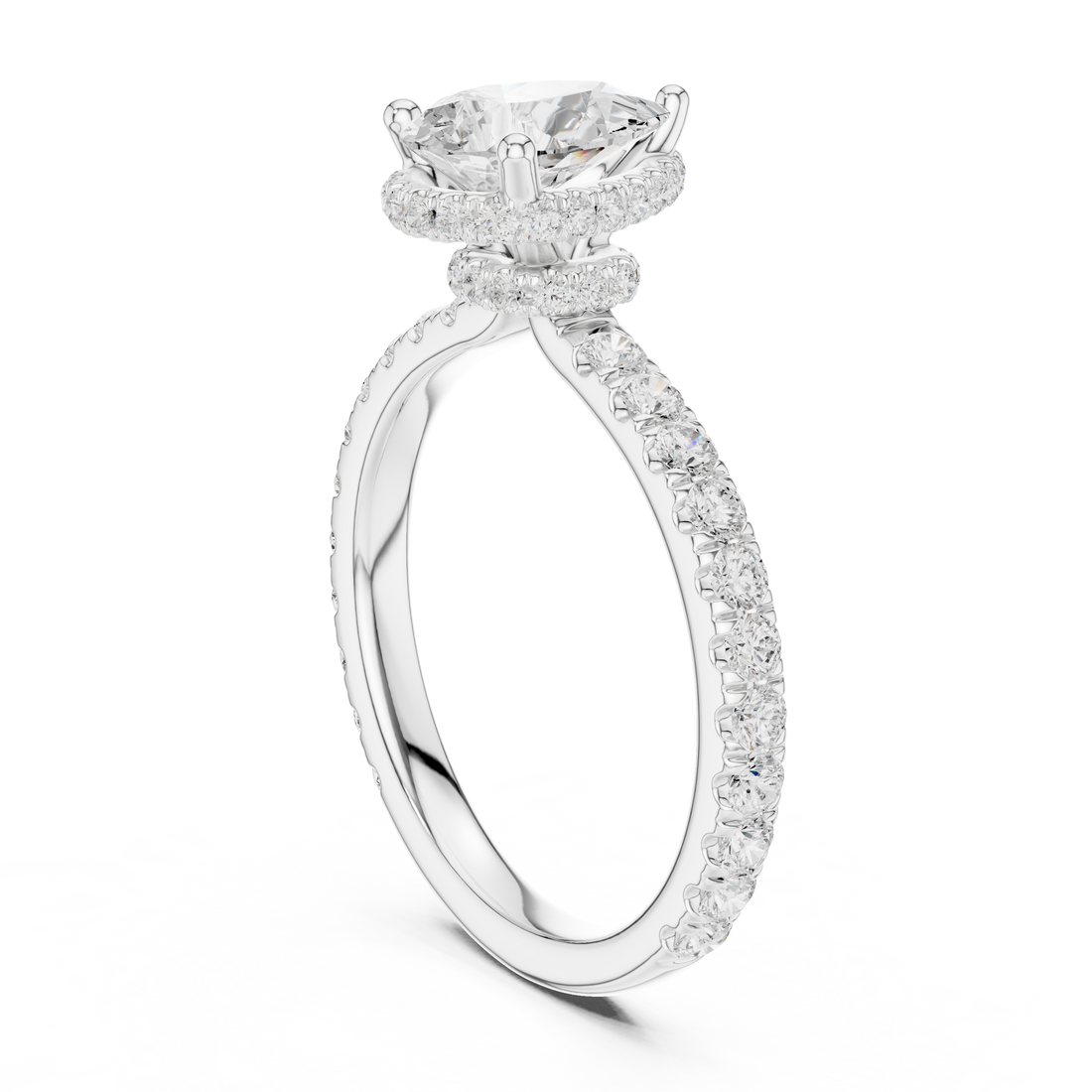 DDLR-165 -PE - Solitaire Pear Ring - White Gold