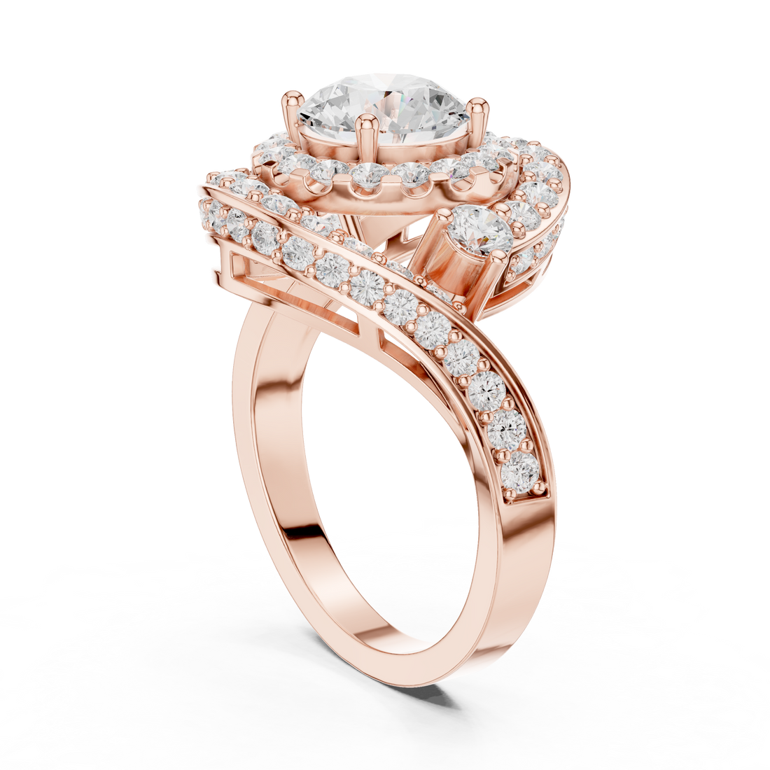 DDLR-402 - Halo Round Ring - White Gold