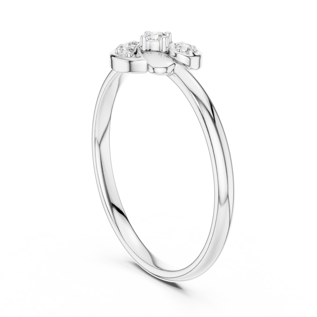 1 (352) - Fashion Round Ring - White Gold