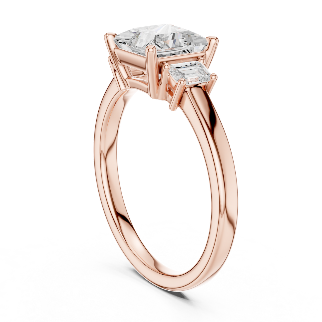 Three Stone Ring - Princess | DDLR-038-PE - White Gold