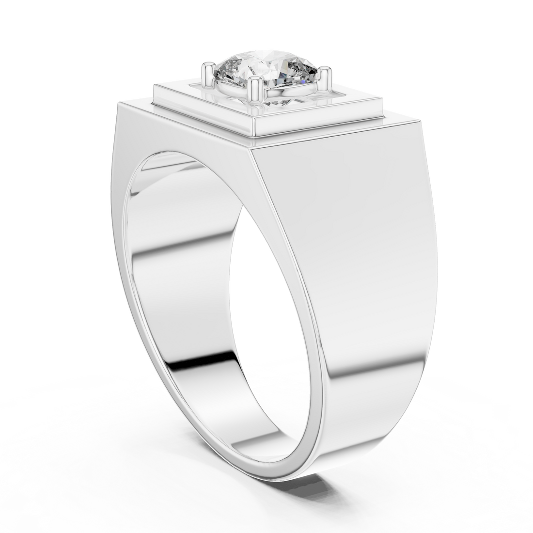 GR - Solitaire Cushion Ring - White Gold