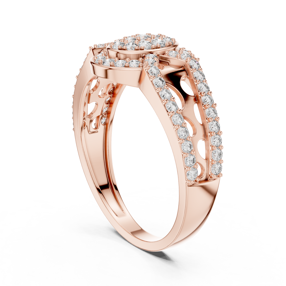 LR-01 (2) - Fashion Round Ring - White Gold