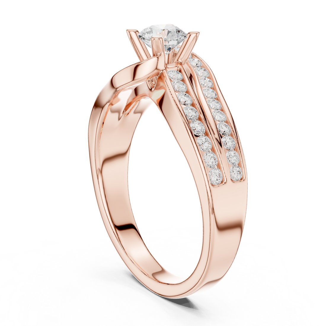 LR-0292 - Split Shank Round Ring - White Gold