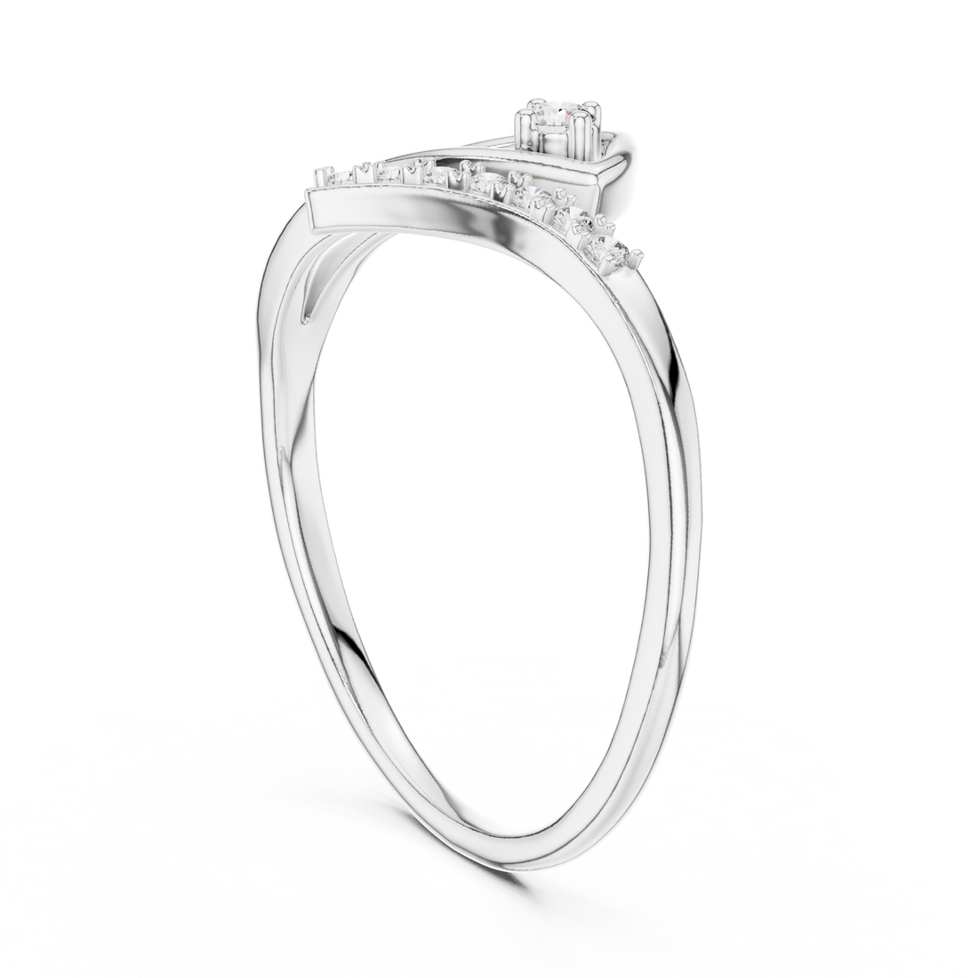 12#10030@L - Bypass Round Ring - White Gold
