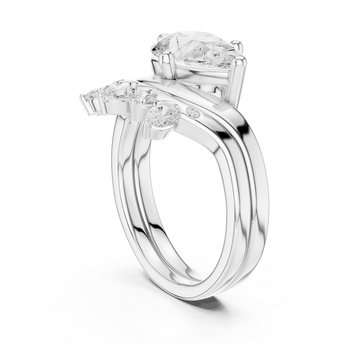 Fashion Ring - Pear | DDLR-444 -PE - White Gold
