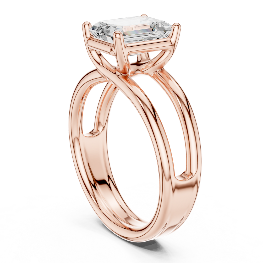 9 EM - Solitaire Emerald Ring - White Gold