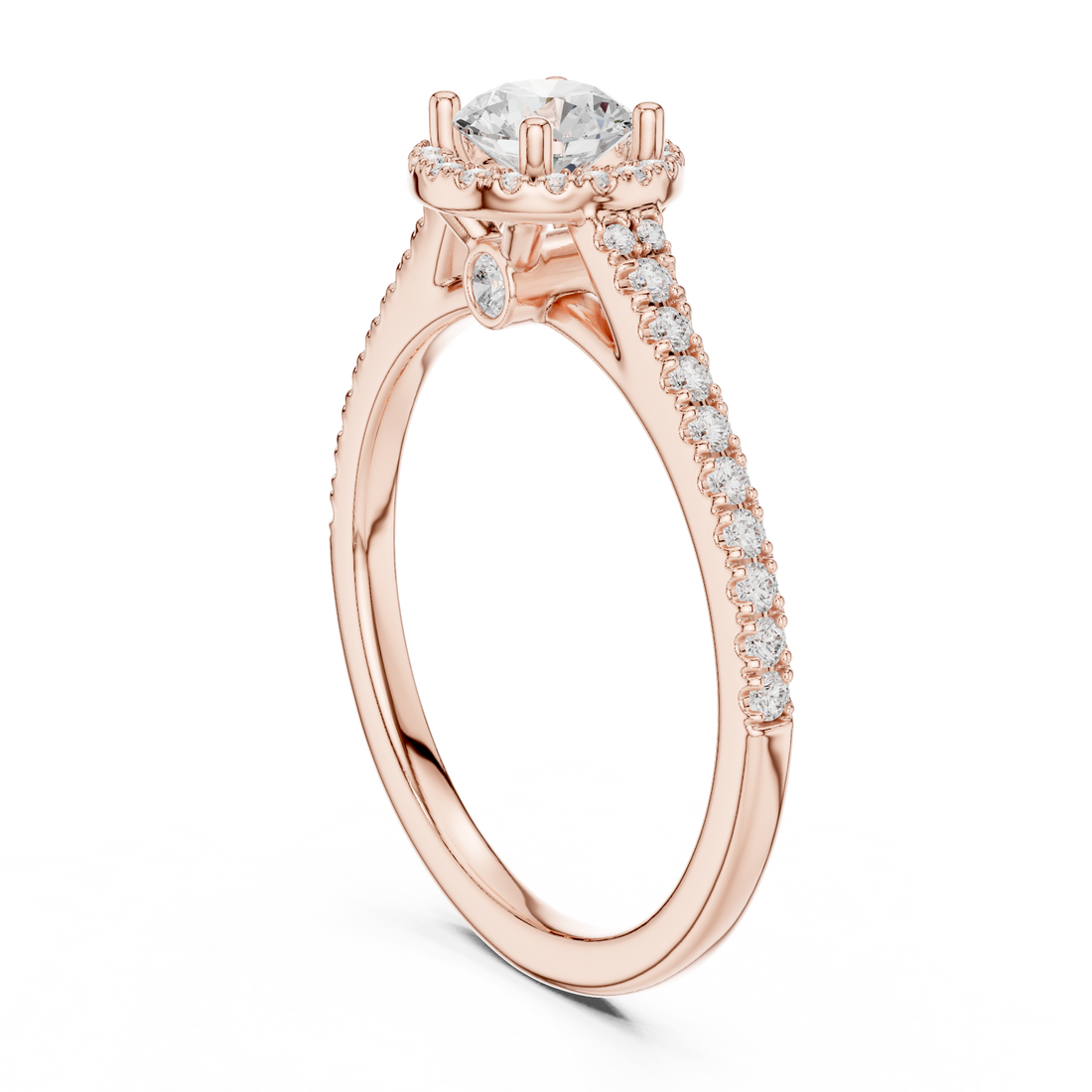 LR-0265 - Halo Round Ring - White Gold