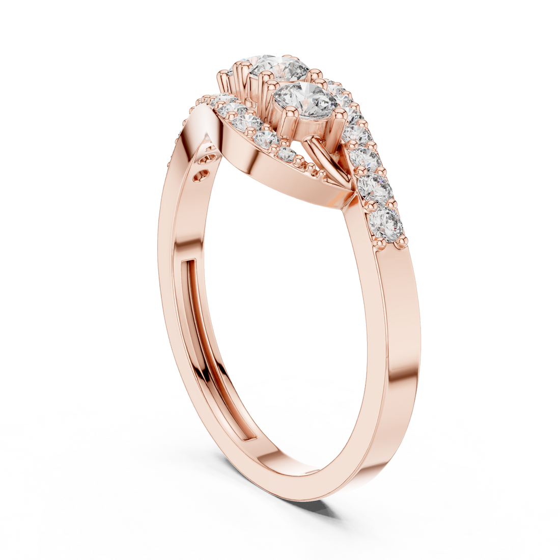 ALR-165 - Three Stone Round Ring - White Gold
