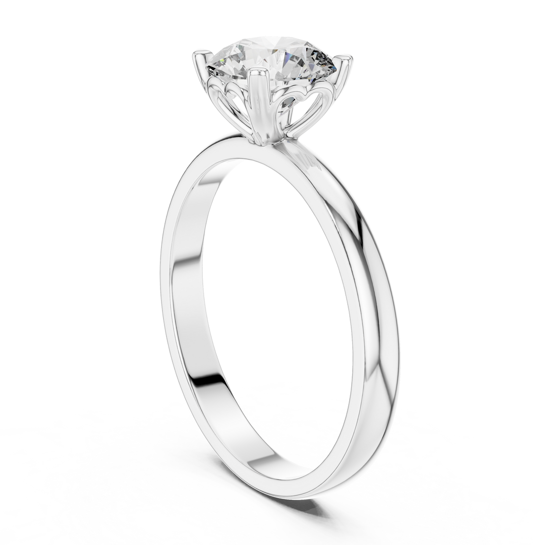 LR-0010 - Solitaire Round Ring - White Gold