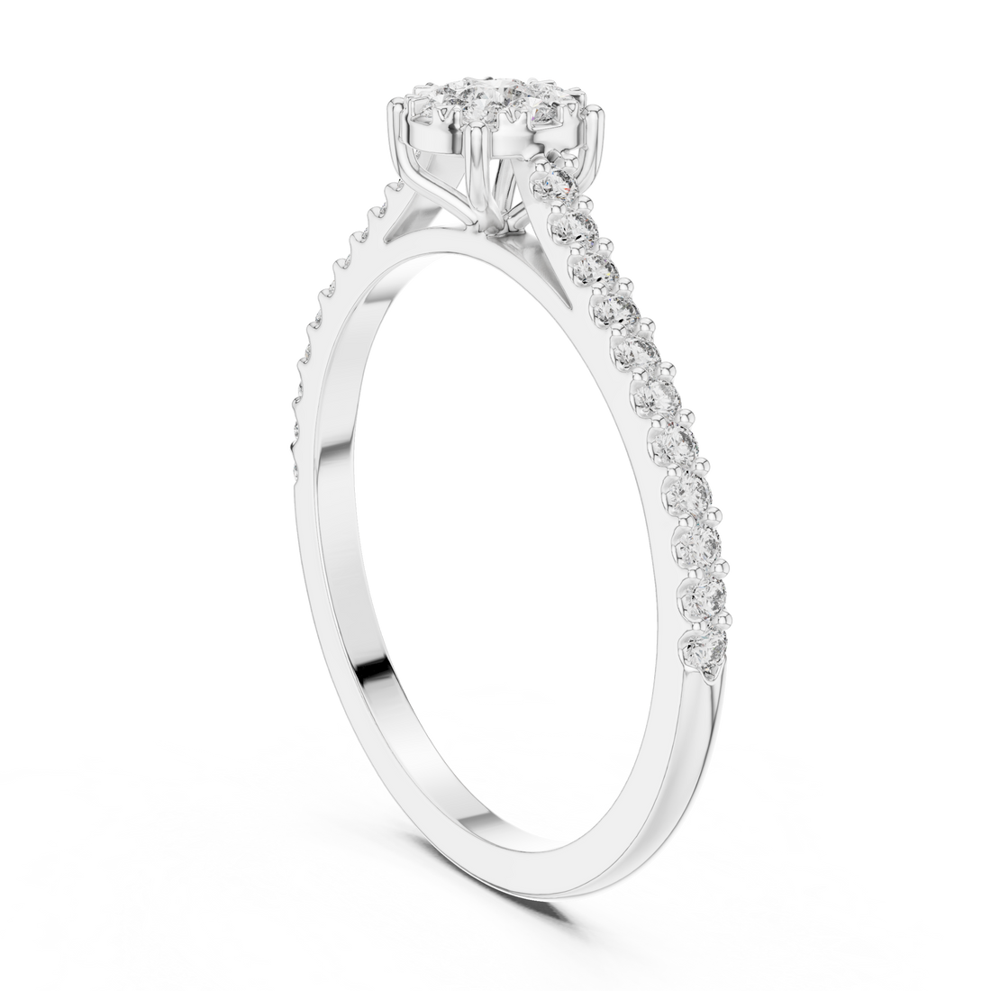 19#120011L - Fashion Round Ring - White Gold