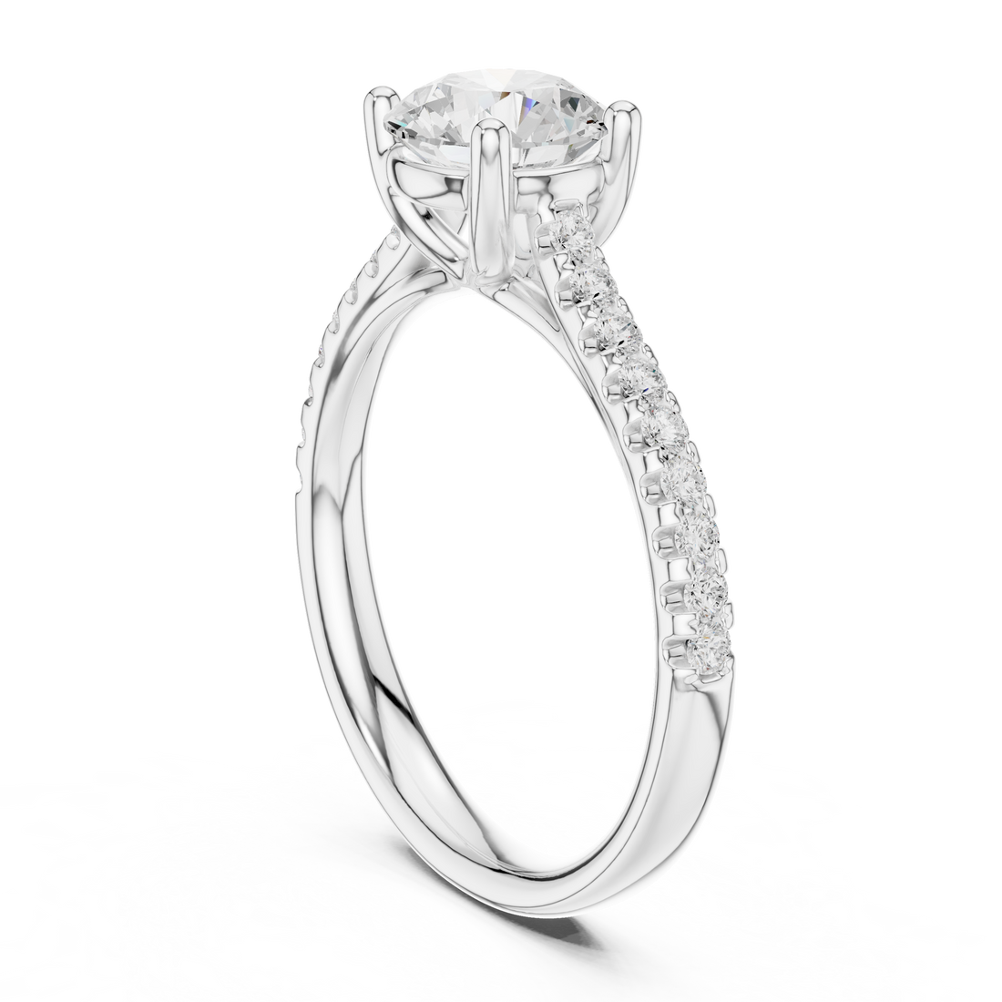 DDLR-634 - Solitaire Round Ring - White Gold