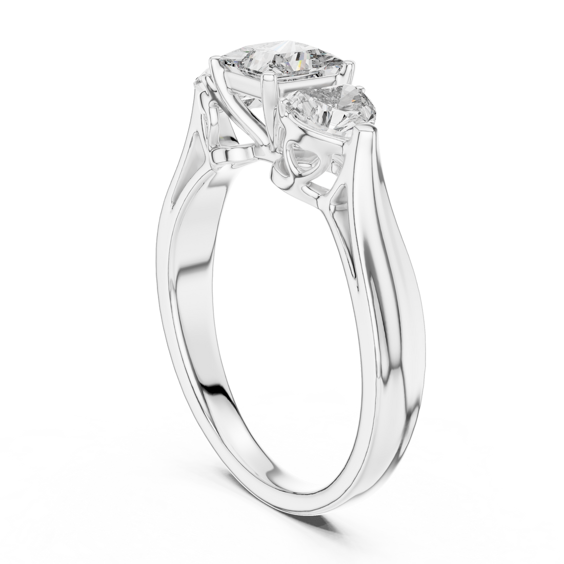 LR-0030 - Three Stone Princess Ring - White Gold