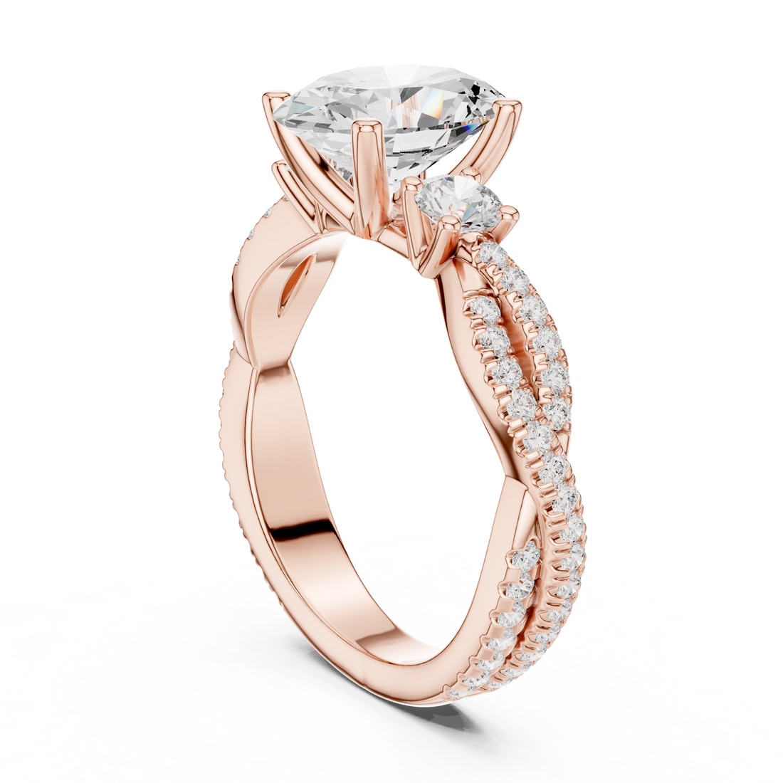 DDLR-1036 - Three Stone Oval Ring - White Gold