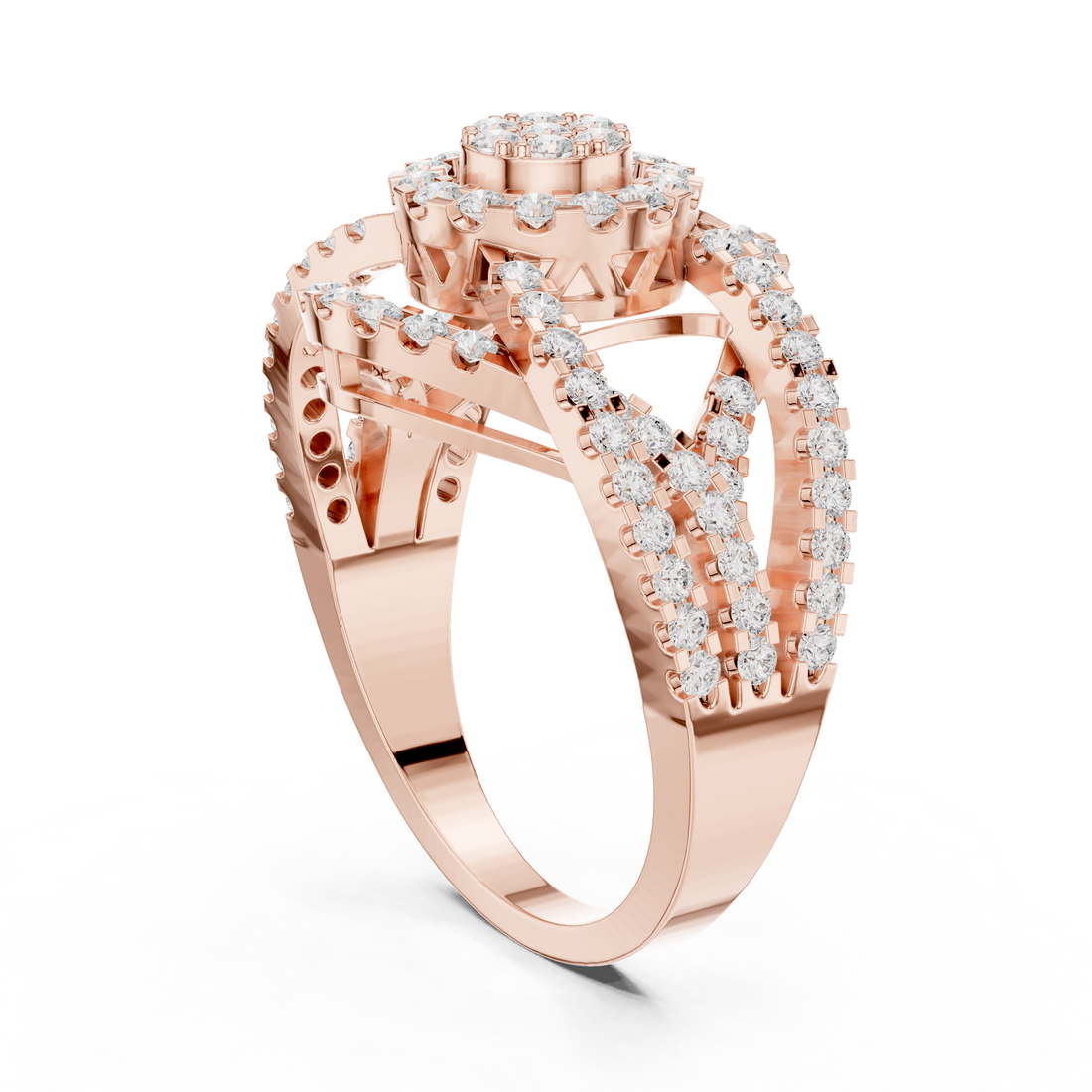 DDLR-458 - Halo Round Ring - White Gold