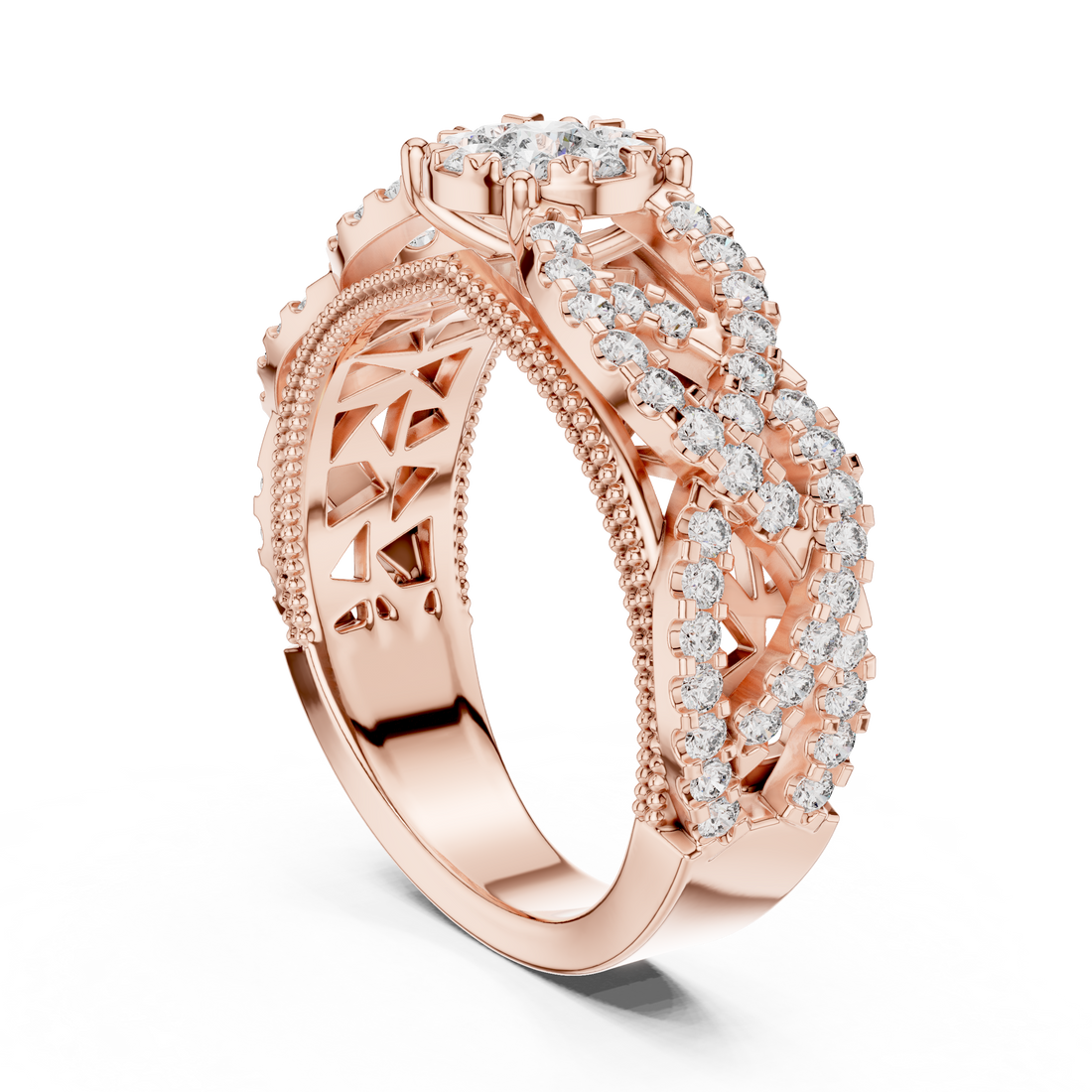 19#120009L - Fashion Round Ring - White Gold