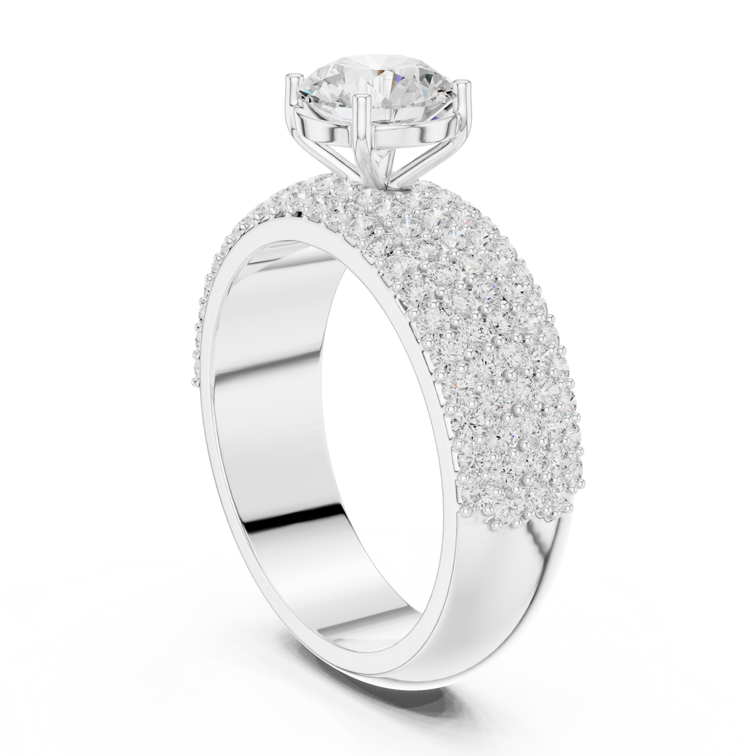 DDLR-1098 - Solitaire Round Ring - White Gold