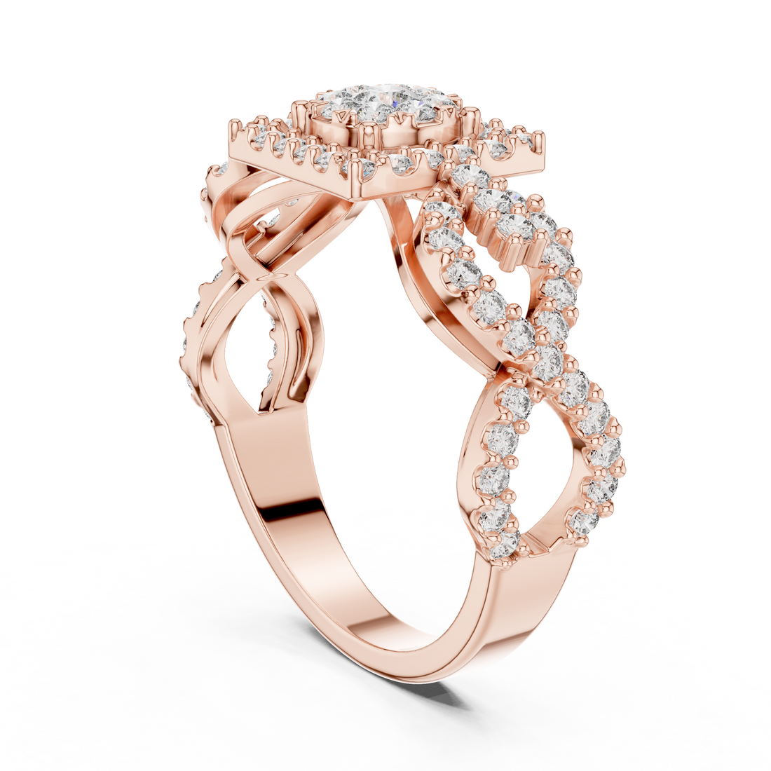 19#120007L - Fashion Round Ring - White Gold
