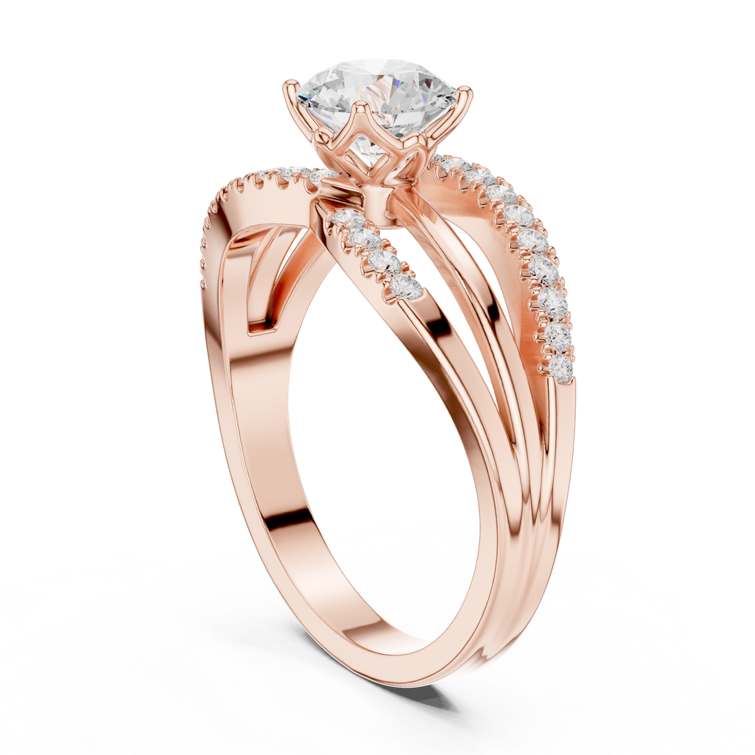 DDLR-356 - Split Shank Round Ring - White Gold