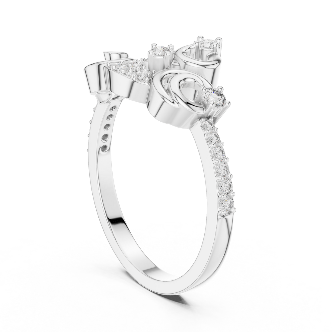 LR-01 (76) - Fashion Round Ring - White Gold