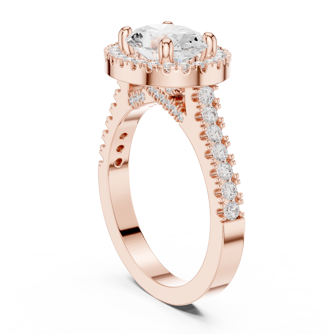 DDLR-322 - Halo Oval Ring - White Gold
