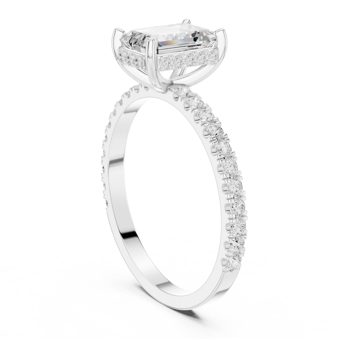 DDLR-1065 - Solitaire Emerald Ring - White Gold