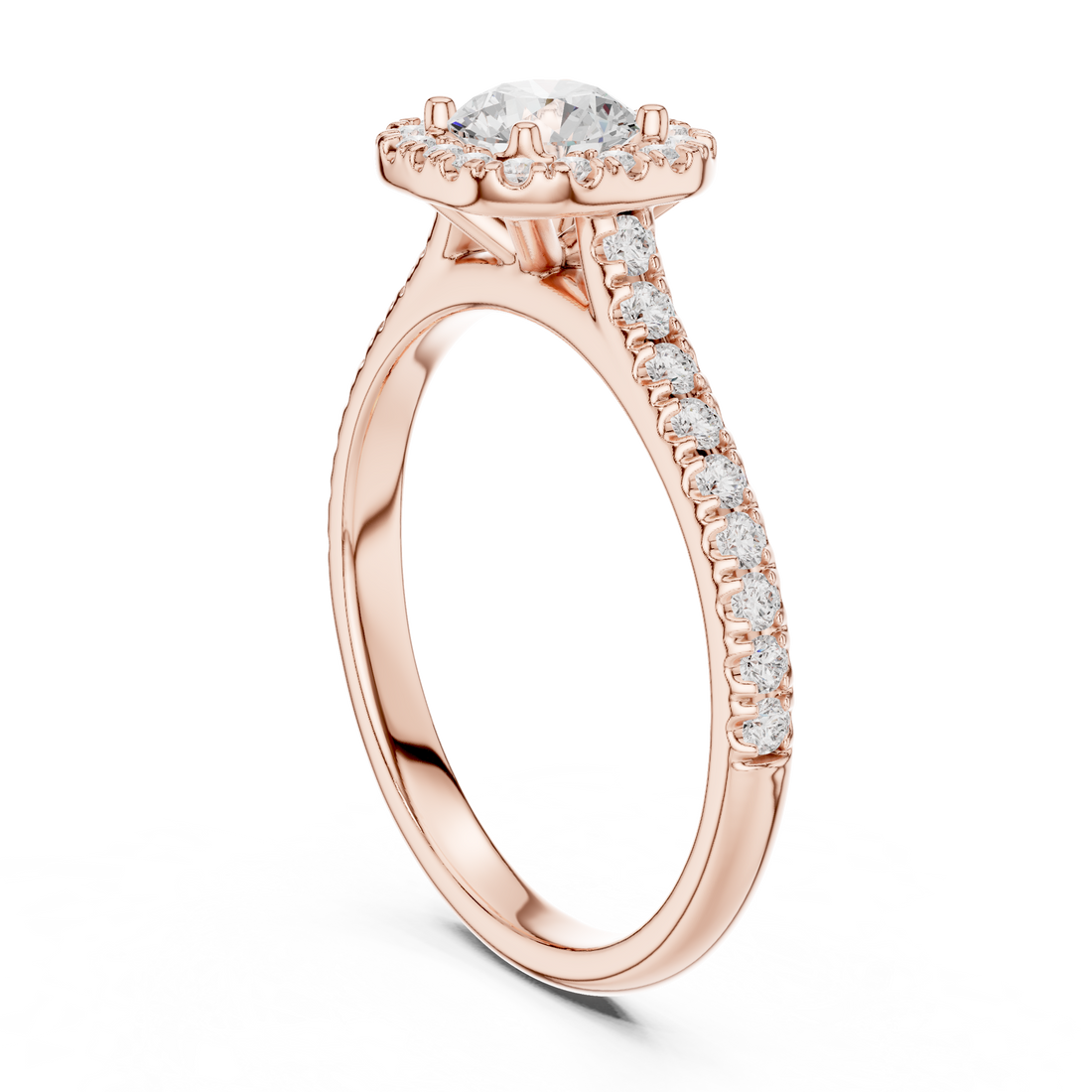 LR-0245 - Halo Round Ring - White Gold