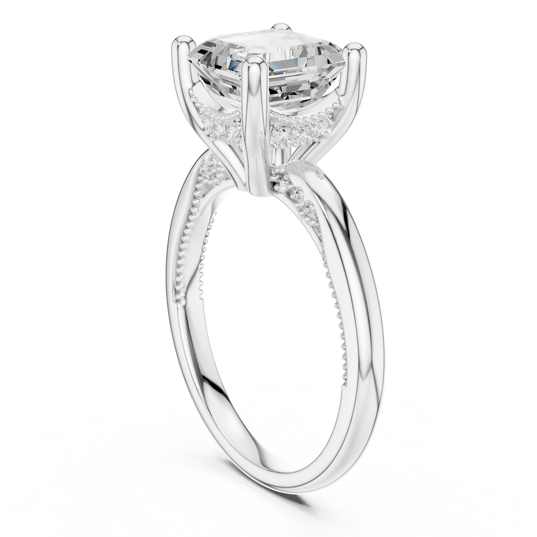 DDLR-175 - AC - Solitaire Asscher Ring - White Gold