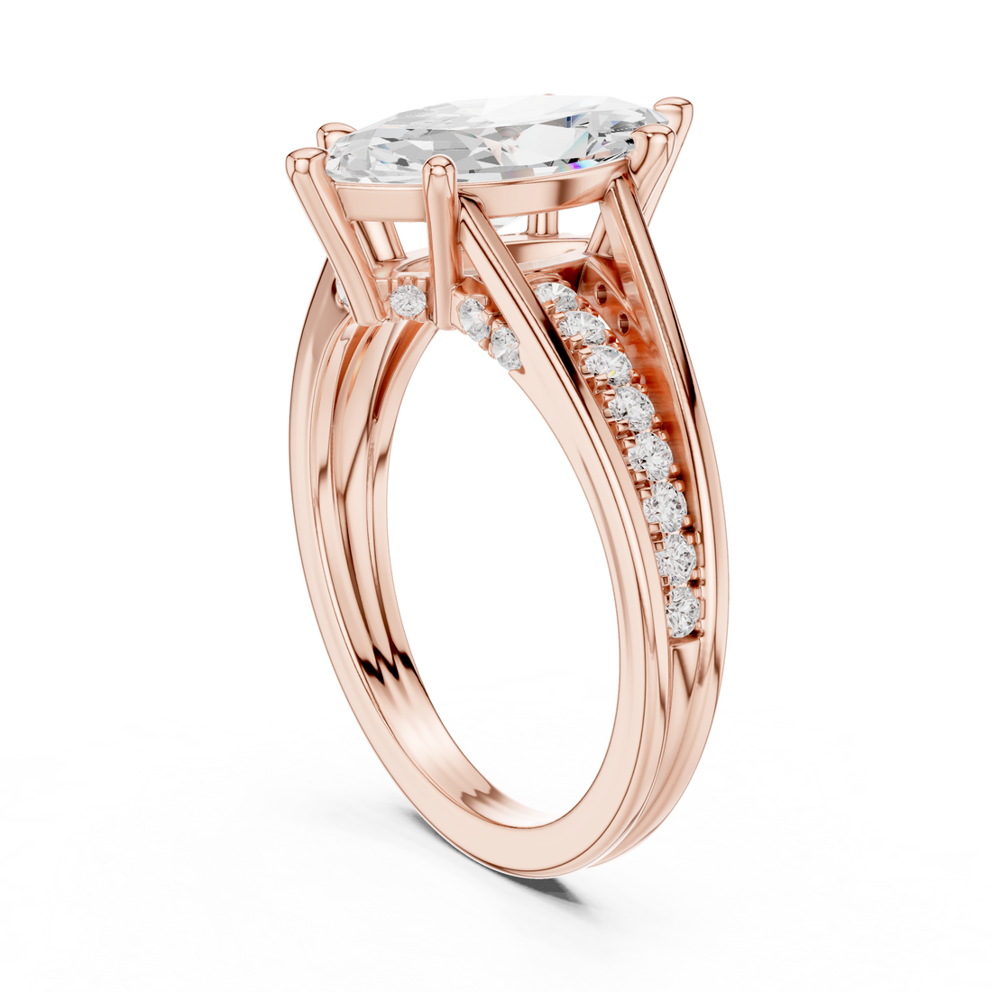 DDLR-994 - Split Shank Marquise Ring - White Gold
