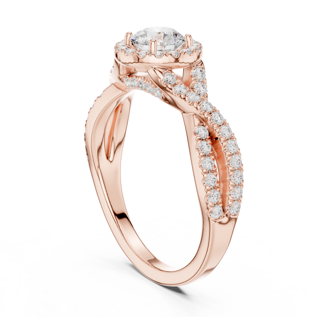 LR-0261 - Halo Round Ring - White Gold