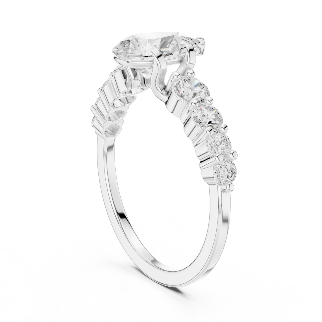 DDLR-1090 - Solitaire Pear Ring - White Gold