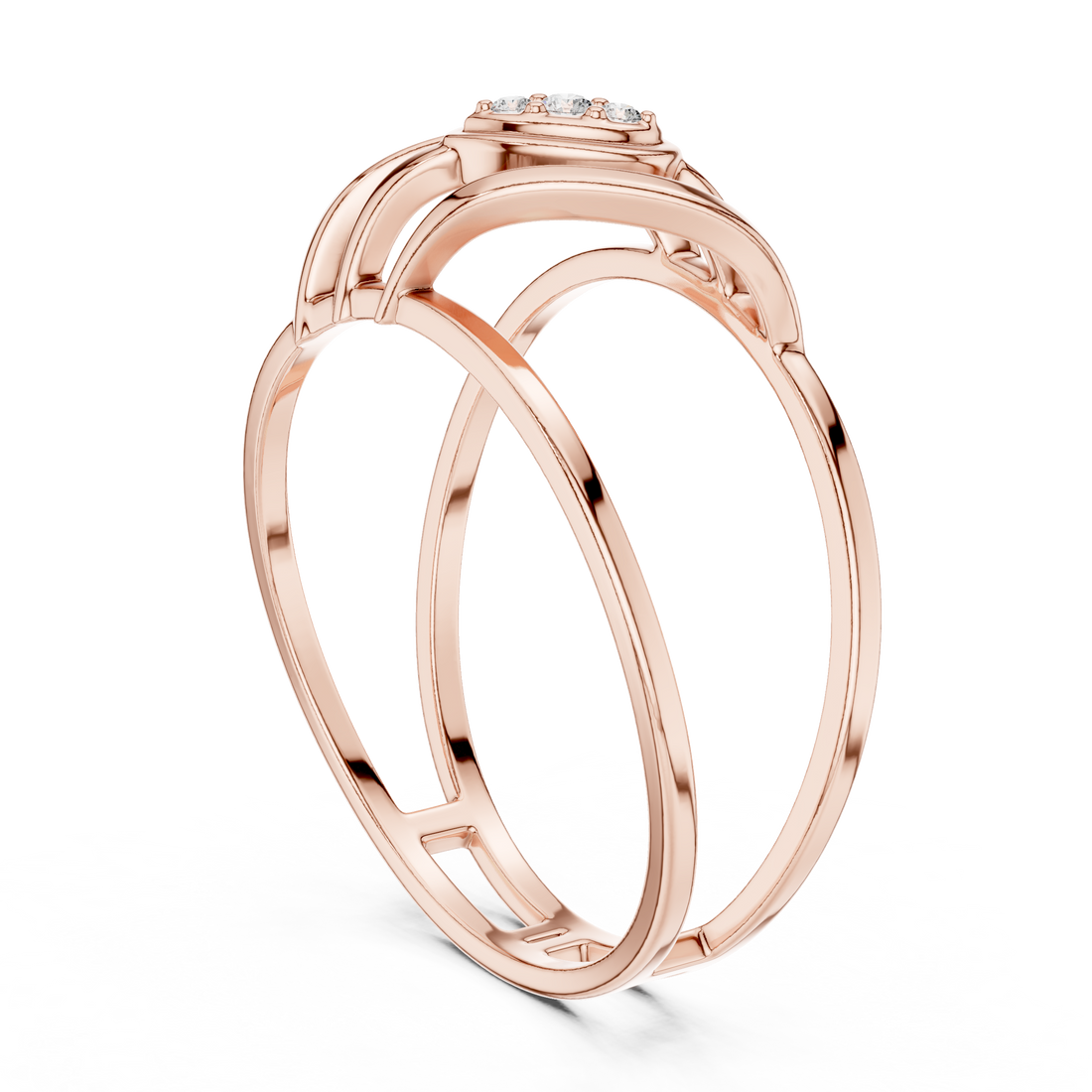1 (174) - Fashion Round Ring - White Gold
